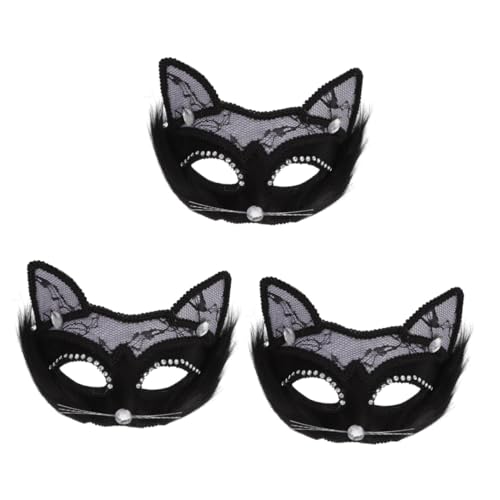 SOIMISS 3 Stück Katzen Halloween Masken Ball Abschlussball Masken Tier Cosplay Masken Fuchsmasken Katzen Cosplay Abschlussball Requisiten Karnevalsmasken Halloween von SOIMISS