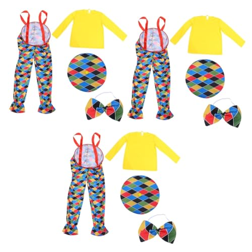 SOIMISS 3 Teiliger Clown Anzug Karnevalskostüm Clown Fliege Spukhaus Kollektion Clown Kleidung Clown Dress Up Performance Kostüm Party Cosplay Clown Rollenspiel von SOIMISS