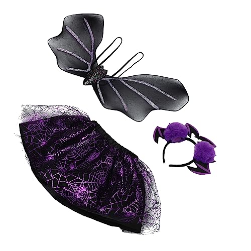 SOIMISS 3 Teiliges Fledermaus Kostü Set Für Halloween Kleid Mit Flügeln Und Passendem Zubehör Für Rollenspiele Und Auftritte Ideal Für Halloween Feiern Und Kostümpartys von SOIMISS