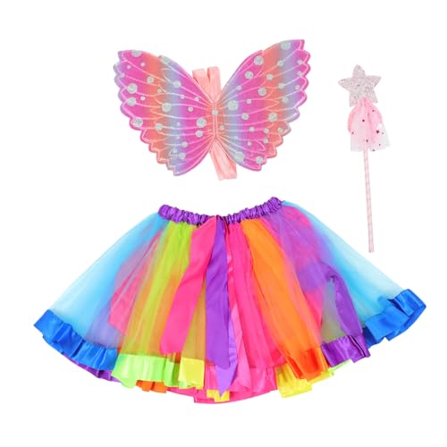 SOIMISS 3 Teiliges Kostümset Für Feenflügel Zauberstab Und Rock Pink Ideal Für Fasching Karneval Und Kostümpartys Fantasievolle Kostümaccessoires Für Kleine Feen Und von SOIMISS