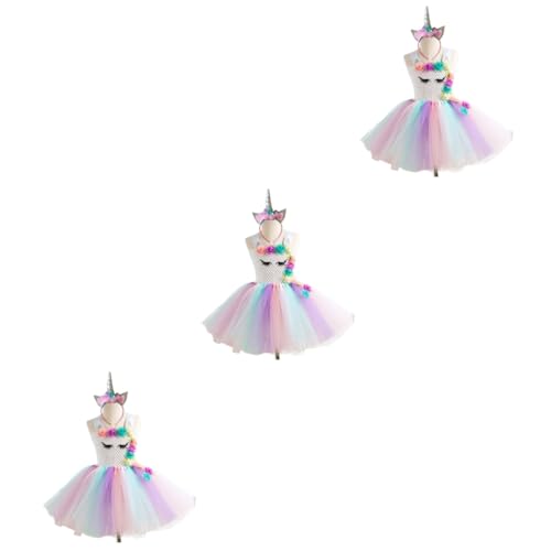 SOIMISS 3St Einhorn-Tutu-Kleid mit Stirnband halloween kleider halloween dress e girl kleidung dress for halloween party dress Tutu-Kostüm Mädchen-Tutu Partykostüm Mesh-Rock-Horn-Stirnband von SOIMISS