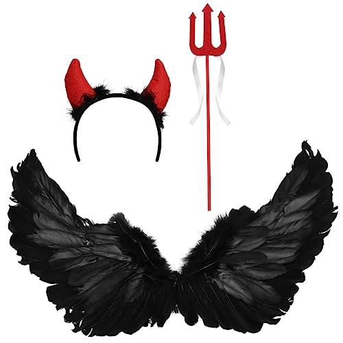 SOIMISS 3St Halloween-Show-Flügel Cosplay Teufel Halloween Kostüm Frauen Schlag halloween kopfschmuck halloween kopfbedeckung Halloween-Dekoration Halloween-Teufelsflügel Plastik Black von SOIMISS