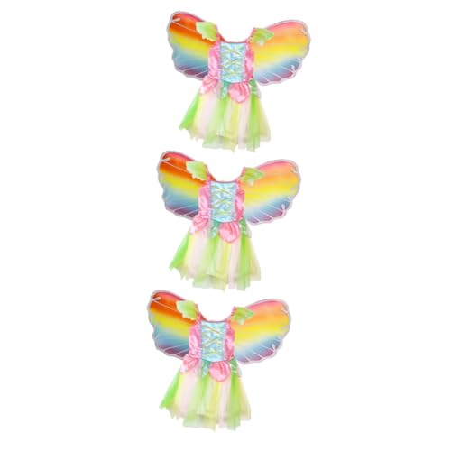 SOIMISS 3St Kinderkleid kleidung kinder kinderkostüme rainbow dress faschingkostüme fasnachtskostüme trachtenstutzen kinder costume Regenbogenkleid Feenkleid Feenkostüme für Mädchen von SOIMISS