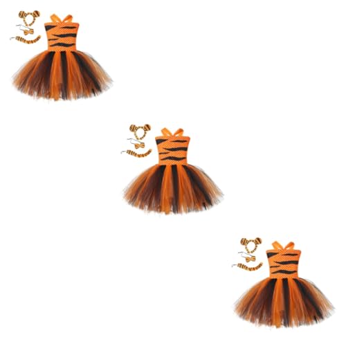 SOIMISS 3St Tutu-Rock für Mädchen Tigerschwanzkostüm Tigerohren Kostüm Tigerohren und halloween costume halloween kleidung kinderbekleidung Kinderröcke Tanzrock für Mädchen Orange von SOIMISS