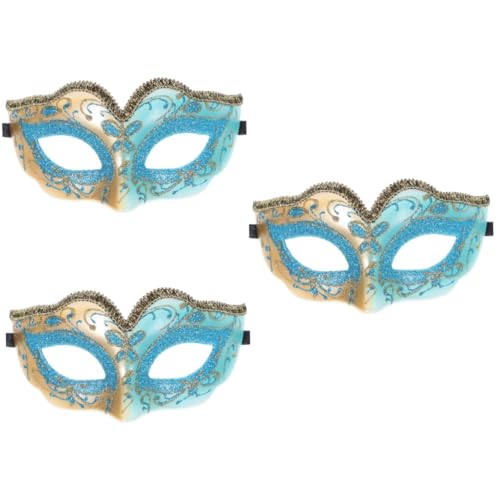 SOIMISS 3st Halbmaske Für Kinder Glitzer-maskerade Paar Maske Coole Maske Kostüm Halloween Maskenmaske Für Paare Luxusmaske Fiesta-dekorationen Lustige Maske Schutzmaske Gurt Sky-blue von SOIMISS