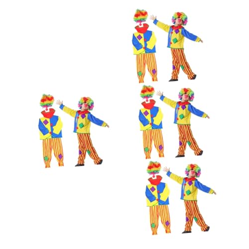 SOIMISS 4 Sätze Clownkleidung für Kinder Halloween-Clown-Anzug lockige clownperücke halloweenkostüme für kinder halloween kleider für kinder karneval clown kostüm Partykostüm Polyester von SOIMISS