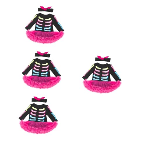 SOIMISS 4 Sätze Festival-Skelett-Kleid Overall für Kleinkinder -Mädchen-Stirnband Kinderkleider halloween costume halloween kleidung mädchen rock Strampler für Babys Baumwolle von SOIMISS