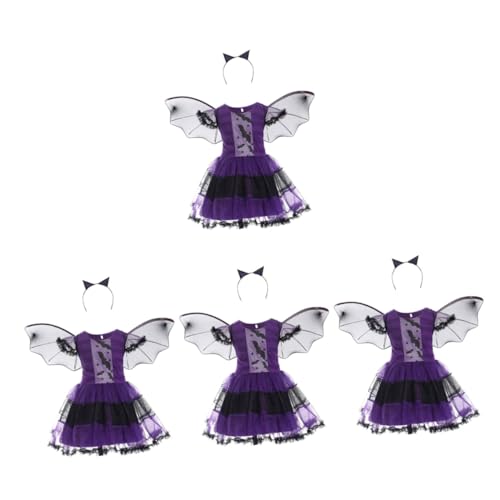 SOIMISS 4 Sätze Halloween-Kleider halloween theme haarreif halloween Halloween-Cosplay-Kleid Halloween-Rock Rollenspielkleidung für Mädchen Halloween-Kostüm für Kinder Stoff Violett von SOIMISS