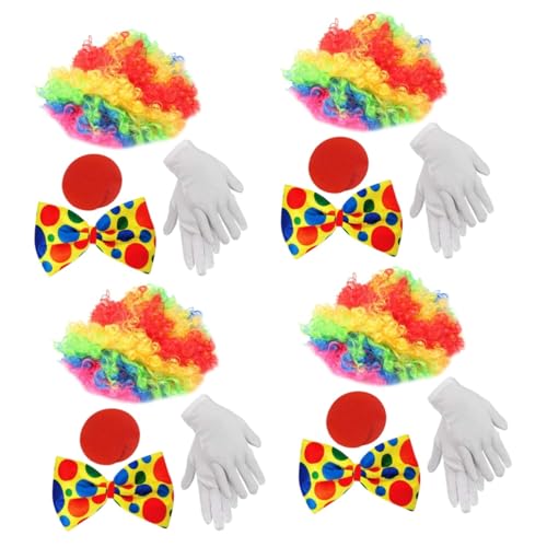 SOIMISS 4 Sets Clown Kostüm Für Männer Clown Krawatte Clown Perücken Clown Kostüm Requisite Fäustlinge Für Männer Clown Fliege Halloween Clown Dekoration Gruseliges Gruseliges von SOIMISS