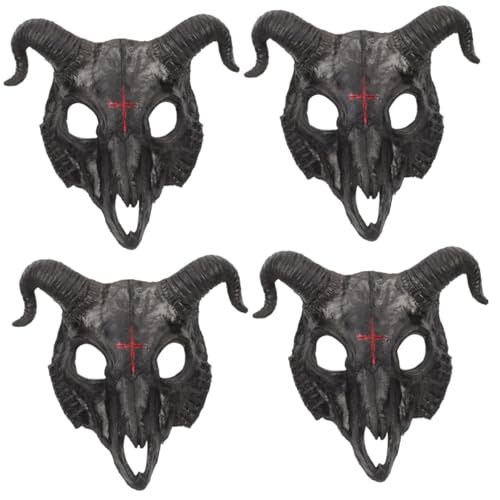 SOIMISS 4 Stück Halloween Maske Tier Maskerade Maske Katzenmaske Für Männer Gehörnte Maske Kostüm Für Schaf Maske Bühnenmaske Maskerade Maske Mit Stab Maske Für Halloween Halbe von SOIMISS