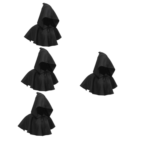 SOIMISS 4 Stück Hexenhaube Mittelalterliche Kuttenmänner Kapuzenumhang Mittelalterliche Hüte Für Damen Halloweenkostüm Kutte Männer Mittelalterlich Cosplay-zubehör Hexenhut Polyester Black von SOIMISS