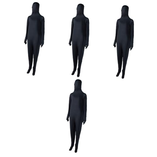 SOIMISS 4 Stück Unsichtbarer Mann Cos Hautkostüm Umstandsoveralls Für Damen Tragbarer Cosplay-bodysuit Für Erwachsene Bühnenkostüm Kapuzenumhang Cosplay Umhang Für Frauen Black Elasthan von SOIMISS