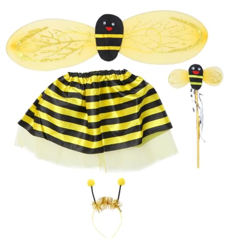 SOIMISS 4-teiliges Set Bienenkostüm Gelbes Kleid Für Mädchen Kleinkind-bienen-fee-kleid Kleider Kinderkostüm Rock Kinderfeenflügel Kleinkind Tutu Cosplay-kostüm Für Kinder Kinder-outfit von SOIMISS