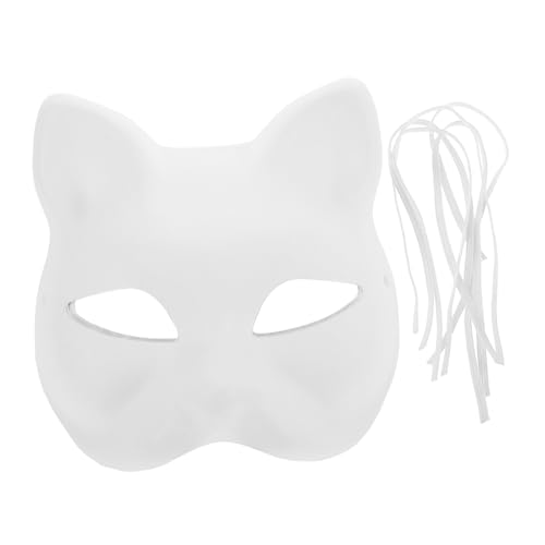 SOIMISS Maske Katze Diy Katzen Maske Katzen Gesichtsmaske Diy Malbare Leere Maske Umweltfreundliche Pulp Party Maske Für Halloween Kostü Cosplay Zubehör Tiermasken Für von SOIMISS