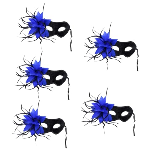 SOIMISS 5St Maskerade Maske halloween mitgebsel halloween oblaten Fuchs Dekor Handgehaltene Spitzenmaske weihnachtsdeko Abschlussball-Party-Maske Halloween-Partymaske Simulation Feder Blue von SOIMISS