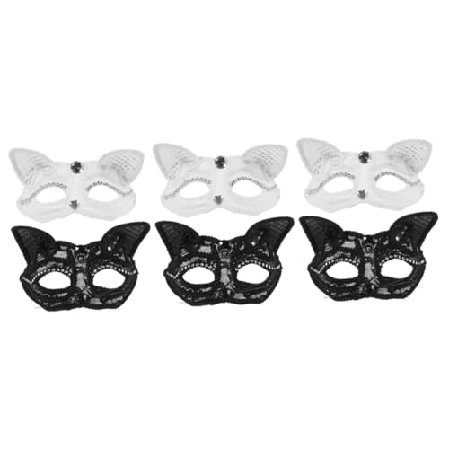 SOIMISS 6 Stück Fuchs Spitzenmaske Halloween Karnevalsmaske Fuchs Maskerademaske Augenkatzenmaske Halloween Katzenmaske Kostümmaske Karnevalsfuchs Halloween Kostümmaske von SOIMISS