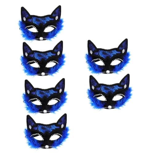 SOIMISS 6 Stück Katzen Gesichtsmaske Venezianische Spitzen Augenmasken Halloween Maskerade Maske Schwarze Maske Ball Abschlussball Party Kostüm Augenklappe Vintage Spitzen von SOIMISS