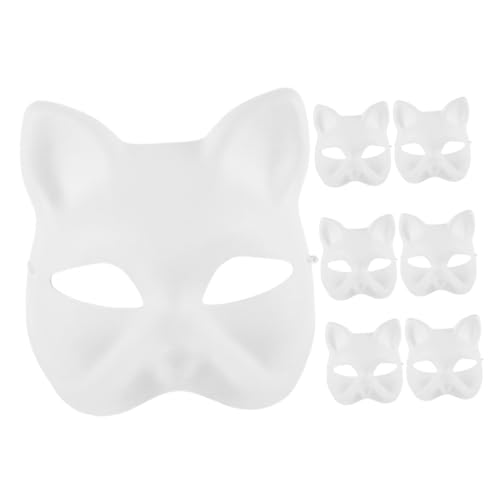 SOIMISS 7st Maske Glück Winkende Katze Band Mit Kuhmotiven Zum Dekorieren Lebensechte Katze Spot-dekoration Stoffbänder Mit Animal-print Miniaturkatzen-künstlerfiguren Papier Weiß von SOIMISS