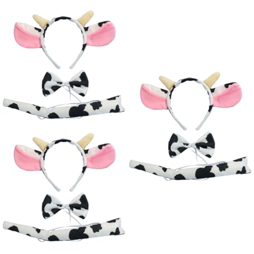 SOIMISS 9 Stk Kuh Kostüm Stirnband Tier-stirnband Kuhkostüm Tierische Ohren Stirnband Mit Tierohren Flauschiges Kuscheltier Kuh-shirt Ohr Stirnband Kuhdruckhut Cowgirl Kostüm Haarband von SOIMISS