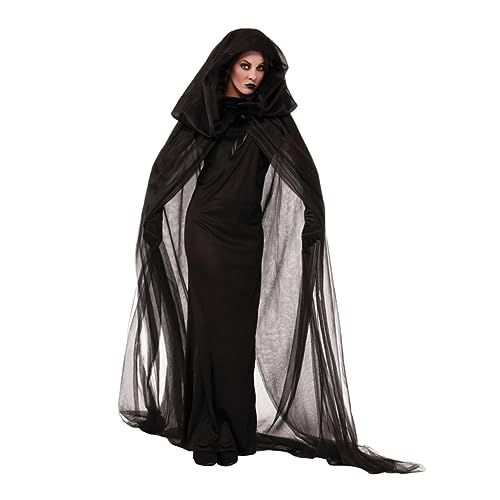 SOIMISS Damen Halloween Hexenkleid Kostü Für Cosplay Schwarzes Netzmaterial Langes Kleid Größe XXL Elegantes Sorceress Design Perfekt Für Fasching Und Halloween von SOIMISS