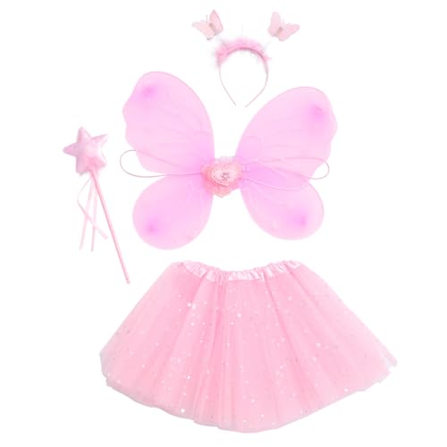 SOIMISS Fee Prinzessin Tutu Kostüm Set Schmetterling Kostüm Set mit Kleid Flügel Zauberstab Und Stirnband Geschenke für Kinder Halloween Dress Up Party Liefert Gefälligkeiten von SOIMISS