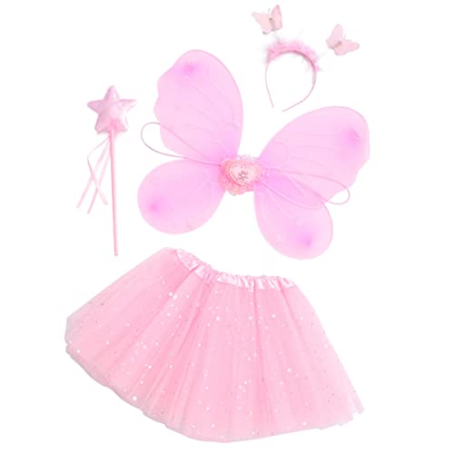 SOIMISS Fee Prinzessin Tutu Kostüm Set Schmetterling Kostüm Set mit Kleid Flügel Zauberstab Und Stirnband Geschenke für Kinder Halloween Dress Up Party Liefert Gefälligkeiten von SOIMISS