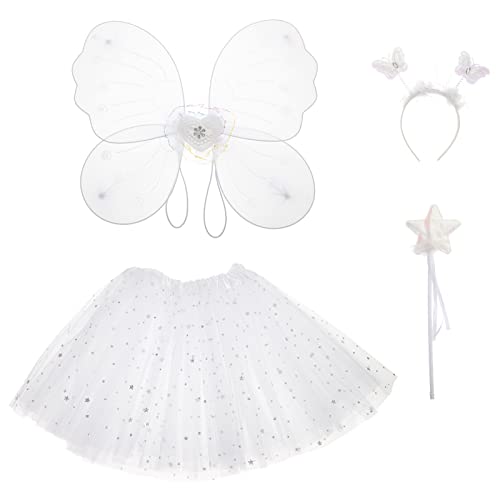 SOIMISS Fee Prinzessin Tutu Kostüm Set Schmetterling Kostüm Set mit Kleid Flügel Zauberstab Und Stirnband Geschenke für Kinder Halloween Dress Up Party Liefert Gefälligkeiten von SOIMISS