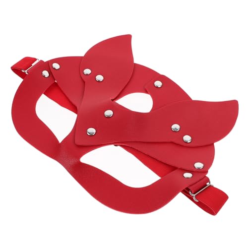 SOIMISS Fuchsmaske halloween masken halloweenmaske PU-Leitermaske eyemask Halloween-Cosplay Maskerade schwarze Augenmaske Requisite für Partyfotografie Frauenmaske Leder rot von SOIMISS