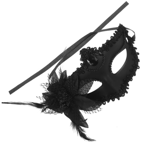 SOIMISS Halbe Gesichtsmaske Aus Spitze Halloween-augenmaske Maskerade Auge Abschlussball Antike Augenmaske Kostüm Party Maske Maskerade-maske Für Paare Funkeln Black Feder. Plastik von SOIMISS