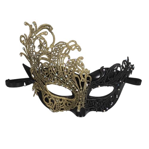 SOIMISS Halbe Spitze Maskerade Maske mit Elastischem Band Schwarze Goldfarbe Vielseitiges Kostümzubehör für Halloween Karneval Tanzpartys und Fotografie-requisiten SOIMISS Halbe Spitze Maskerade Maske mit Elastischem Band Schwarze Goldfarbe Vielseitiges Kostümzubehör für Halloween Karneval Tanzpartys und Fotografie-requisiten von SOIMISS