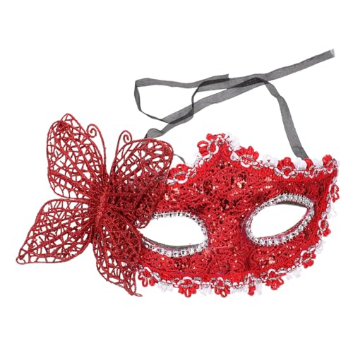 SOIMISS Halbgesichtsmaske Schmetterling Damen Halloweenkostüm Paare Maskerade Masken halloween masken halloweenmaske dekoration Maskerade-Maske für Frauen Maskerademaske Kunststoff rot von SOIMISS