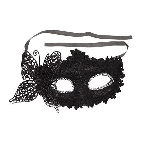 SOIMISS Halbgesichtsmaske Schmetterling Frauenmaske Schlafmaske aus Seide halloween mitgebsel halloween oblaten Partydekor Partymaske mit halbem Gesicht Kunststoff Black von SOIMISS