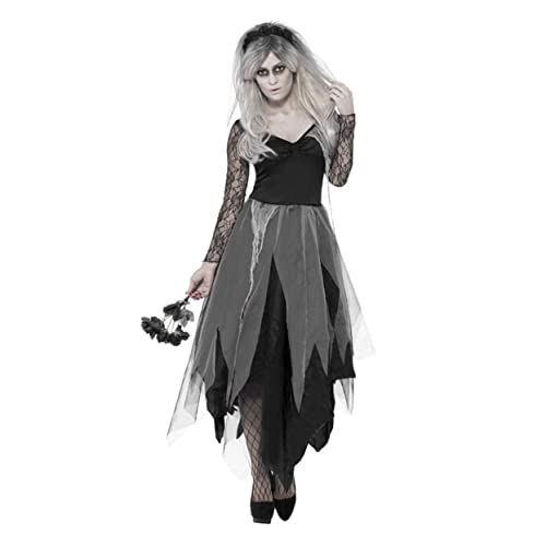 SOIMISS Halloween Geisterbraut Kostü Für Damen Elegantes Langes Kleid Mit Netzdetails Für Mottoparty Und Karneval Gr Perfekt Für Halloween Und Festliche Anlässe von SOIMISS