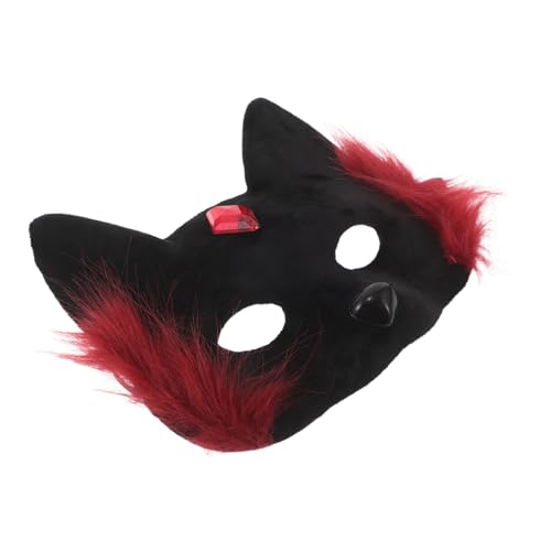SOIMISS Halloween Katzenmaske Halbgesicht Cosplay Maske Plüsch Tiermaske Rot Schwarz Leicht und Universalgröße für Halloween Party Kostüm Accessoire SOIMISS Halloween Katzenmaske Halbgesicht Cosplay Maske Plüsch Tiermaske Rot Schwarz Leicht und Universalgröße für Halloween Party Kostüm Accessoire von SOIMISS