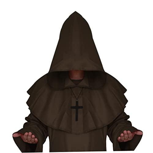 SOIMISS Halloween önchs Kostü Set Für Herren Mittelalterliche Priester Robe Mit Kapuze Klassisches Cosplay Outfit Kaffee Größe XL Für Fasching Und Karneval von SOIMISS