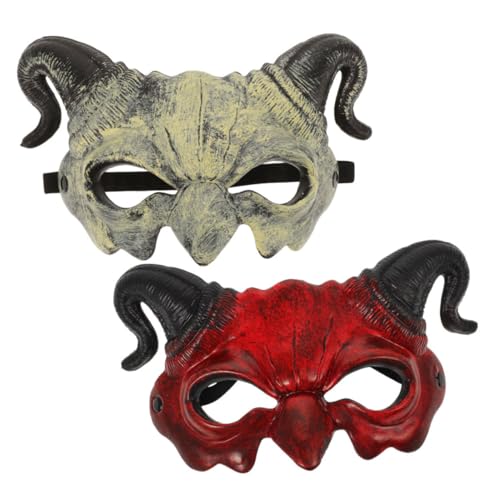 SOIMISS Horned Teuflische Halbgesichtsmaske in Rot und Weiß Leichte Halloween-maske mit Dramatischem Design Komfortabel und Auffällig für Fasching Cosplay und Kostümpartys SOIMISS Horned Teuflische Halbgesichtsmaske in Rot und Weiß Leichte Halloween-maske mit Dramatischem Design Komfortabel und Auffällig für Fasching Cosplay und Kostümpartys von SOIMISS