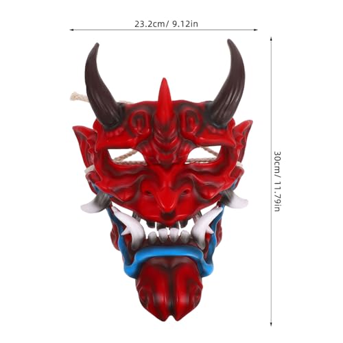 SOIMISS Japanische Dämonen-maske Halloween Kostümmaske mit Hörnern Gruselige Gesichtsmaske für Erwachsene Vielseitiges Cosplay Zubehör für Halloween Themenpartys SOIMISS Japanische Dämonen-maske Halloween Kostümmaske mit Hörnern Gruselige Gesichtsmaske für Erwachsene Vielseitiges Cosplay Zubehör für Halloween Themenpartys von SOIMISS