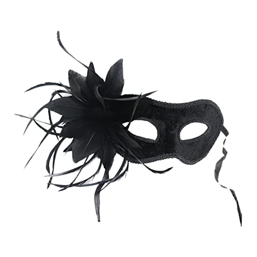 SOIMISS Maskerade Maske Karneval Dekorationen Paar-outfits Spitzenmasken Für Frauen Weiblich Maskerade Halloween Maskerade-maske Rosenblumen-maskerademasken Kostüm Black Simulation Feder von SOIMISS