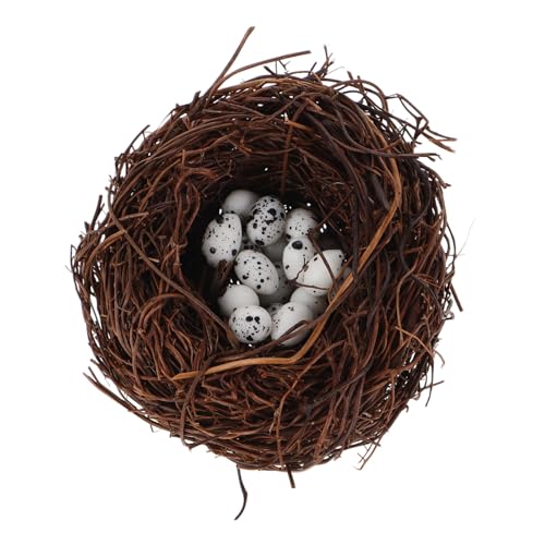 SOIMISS Mini Vogelnest mit Kleinen Gesprenkelten Eiern Künstliches Rattannest mit Authentischem Design Vielseitige Dekoration für Garten Zuhause Party und Weihnachtsbaum SOIMISS Mini Vogelnest mit Kleinen Gesprenkelten Eiern Künstliches Rattannest mit Authentischem Design Vielseitige Dekoration für Garten Zuhause Party und Weihnachtsbaum von SOIMISS