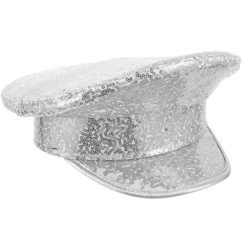 SOIMISS Pailletten-Kapitänshut Glitzernde Kapitänskappe Für Erwachsene Yacht-Matrosenhut Cosplay-Kostüm-Zubehör Für Rave-Festival Disco-Ball Party-Dekoration Silber SOIMISS Pailletten-Kapitänshut Glitzernde Kapitänskappe Für Erwachsene Yacht-Matrosenhut Cosplay-Kostüm-Zubehör Für Rave-Festival Disco-Ball Party-Dekoration Silber von SOIMISS