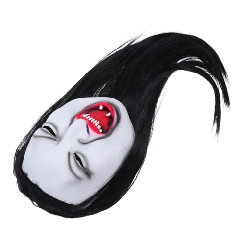 SOIMISS Scary Female Horror Maske mit Realistischem Langhaar Perücke Flexible Detailreiches Halloween Kopfstück für Maskerade Gruselige Partydekoration und Bühnenauftritte SOIMISS Scary Female Horror Maske mit Realistischem Langhaar Perücke Flexible Detailreiches Halloween Kopfstück für Maskerade Gruselige Partydekoration und Bühnenauftritte von SOIMISS