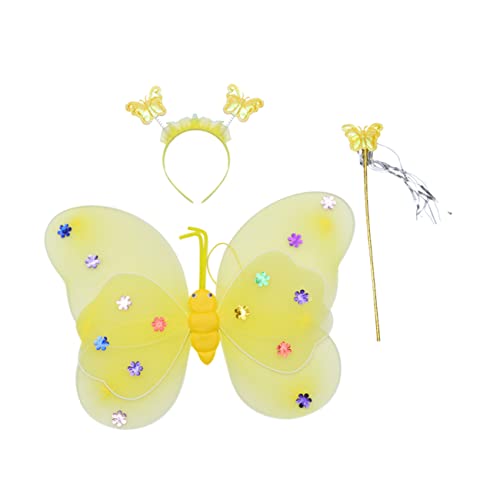 SOIMISS Schmetterlingsflügel Feenflügel Schmetterling Kostüm Flügel Kostüm Butterfly-antennen-stirnband Yellow Stoff von SOIMISS