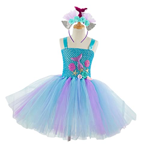 SOIMISS Tutu Rock Im Meerjungfrauen Stil Für Mädchen Cosplay Kostüm Mit Haaraccessoire Ideal Für Partys Und Geburtstagsfeiern Größe 2 3 Jahre Passend Für Sx Hd93430 von SOIMISS