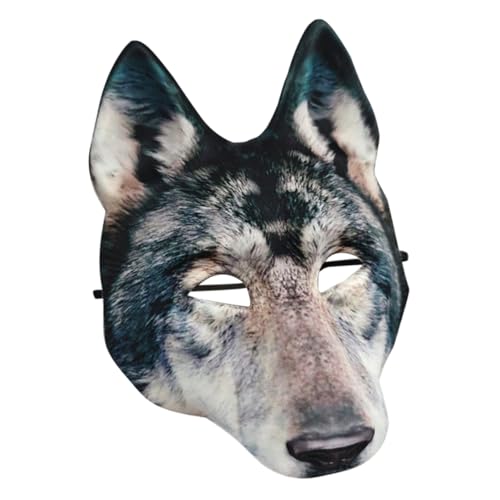 SOIMISS Wolfsmaske halloween maske realistische maske Werwolf-Maske gruselige maske werwolf maske Katzen Halbmaske Tiermaske Abschlussball Maske Therianischer Maskenwolf Eva Grey von SOIMISS