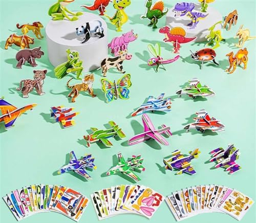 Flowarmth Puzzle Pädagogisches 3D-Cartoon-Puzzle 3D-Puzzle for Kinder Spielzeugpaket DIY Cartoon Tier Lernen Bildungsspielzeug(4 Set) von SOKTDO