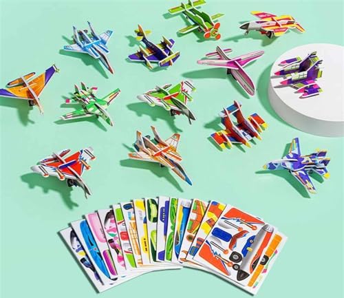 Flowarmth Puzzle Pädagogisches 3D-Cartoon-Puzzle 3D-Puzzle for Kinder Spielzeugpaket DIY Cartoon Tier Lernen Bildungsspielzeug(Airplane) von SOKTDO