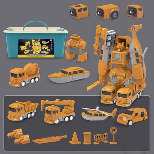 Magnetisches Transformations-Engineering-Auto, zusammengebautes Spielzeug mit Aufbewahrungsbox, Verformungsroboter-Engineering-Auto for Kinder im Alter von 3–5 und 4–8 Kleinkindaktivitäten, Spielzeug von SOKTDO