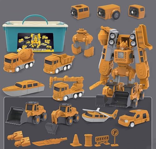 Magnetisches Transformations-Engineering-Auto, zusammengebautes Spielzeug mit Aufbewahrungsbox, Verformungsroboter-Engineering-Auto for Kinder im Alter von 3–5 und 4–8 Kleinkindaktivitäten, Spielzeug von SOKTDO