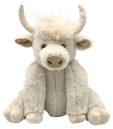 Theorbi Highland Cow Plüschtier Highland Cow Doll Highland Cow Plüsch, das Geräusche Macht Highland Cow Stofftier(White 2) von SOKTDO