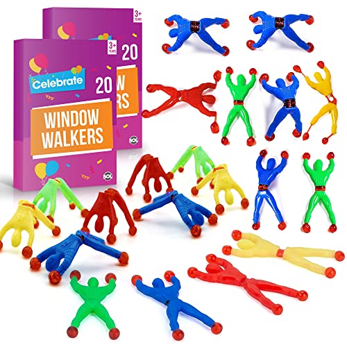 40 Stück Fenster-Crawler dehnbare Herren-Partytütenfüller für Kinder, Unisex,9.5 cm Fenster-Lauflerner, klebrige Mann-Goody-Taschenfüller, Partytüten-Spielzeug,dehnbarer Mann-Partytütenfüller von SOL